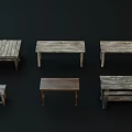 Assorted Vintage Wooden Tables with Various Distressed Finishes and Styles