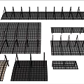 Outdoor Sunshade Structures With Grid Frames And Various Size Components 3d model