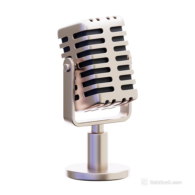 Vintage Microphone Entertainment Appliance With Classic Design And Metal Material 3d model 