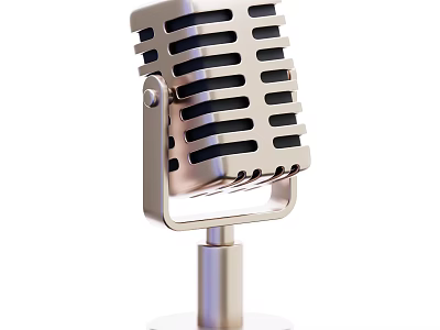 Vintage Microphone Entertainment Appliance With Classic Design And Metal Material 3d model
