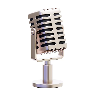 Vintage Microphone Entertainment Appliance With Classic Design And Metal Material 3d model
