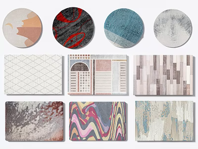 Diverse Patterned Square Rugs With Modern Geometric And Abstract Designs For Home Interiors 3d model