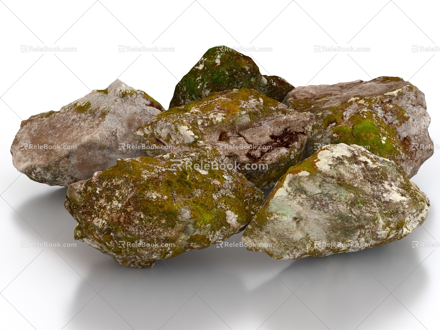 Stone boulder moss stone moss moss rock terrain rockery 3d model