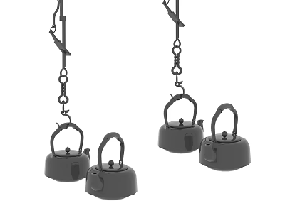 Black Hanging Kettles With Metal Handles For Home Kitchen Daily Use 3d model