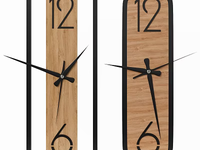 Modern Wooden Wall Clocks With Black Frame And Black Hands Showing 12 And 6 Numbers 3d model