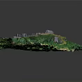 Ancient Castle Ruins On Hill With Winding Paths And Green Vegetation