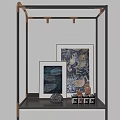 Modern Decorative Accessories Set With Framed Artworks Flamingo Leaf Patterns And Small Ornaments
