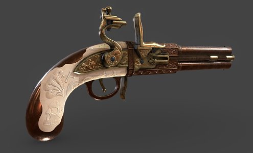 Double-barreled pistol 3d model