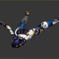 Futuristic Anthropomorphic Mech Character With Blue Orange Armor In Dynamic Combat Pose
