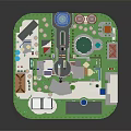 Scenic Comprehensive Park Landscape With Various Architectural Styles Green Plants And Water Features