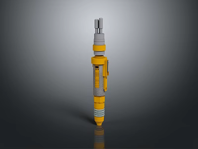 Yellow Gray Cylindrical Space Rocket Component Structure For Space Exploration 3d model