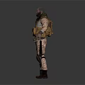 Tactical Game Movie Character In Camouflage Uniform With Rifle And Knee Pads
