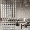 Modern partition glass brick 3d model
