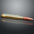 Detailed Metallic Bullet With Golden Brass Casing And Red Copper Tip