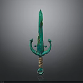 Turquoise Decorative Sword With Artistic Hilt And Wrapped Handle Design
