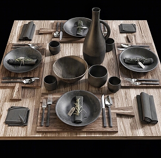 Modern Tableware Log Dining Table Knife and Fork Tableware 3d model