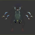 Colorful Multi Armed Fantasy Game Movie Character With Umbrella Shaped Head And Striped Limbs