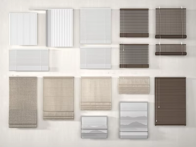 Various Styles And Colors Of Window Blinds For Home Interior 3d model