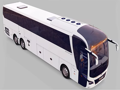 Modern White Coach Bus With Streamlined Design Large Windows And Roof Vents 3d model
