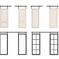 Various Light And Dark Colored Barn Doors With Paneled And Grid Glass Designs