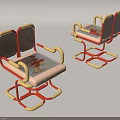 Colorful Lounge Chairs with Red Yellow Frame Pink Seat and Cartoon Print