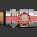 Red Handle Silver Body Ball Valve With Golden Threaded Connections And Metal Construction