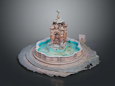 Ornate Classical Fountain With Tiered Structure Water Basin And Intricate Carvings 3d model