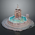 Ornate Classical Fountain With Tiered Structure Water Basin And Intricate Carvings