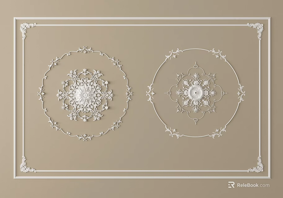Intricate Circular Carved Designs With Ornate Patterns And Borders For Wall Decor 3d model