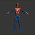 Spider Man Game Movie Character In Red Blue Costume With Spider Logo Standing Pose
