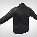 Black Leather Bomber Jacket With White T-shirt Underneath Zipper Front And Pockets
