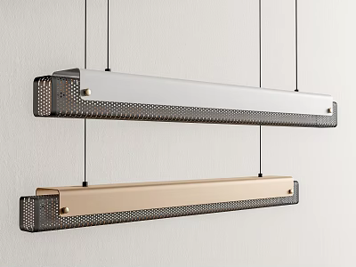 Modern Long Pendant Lights With Perforated Design In Silver And Gold 3d model