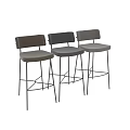 Modern Bar Stools With Upholstered Seats And Black Metal Frame Design 3d model