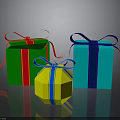 Colorful Gift Boxes With Open Green Box Blue Package Yellow Octagonal Present And Ribbons