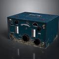 Vintage Dark Blue Electronic Device With Worn Appearance Knobs Dials And Ports