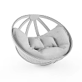 Cozy Round Light Brown Rattan Lazy Sofa With White Cushions And Soft Padding
