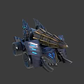 Futuristic Cybernetic Vehicle With Blue Glowing Accents And Metallic Armor