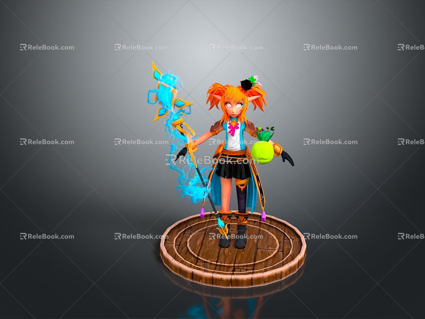 Female Elf Cartoon Witch Magic Witch Magic Girl Magician Elf Mage Warlock Wizard 3d model