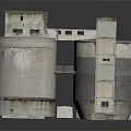 Industrial Equipment Setup Featuring Cylindrical Tanks Square Structures And Connecting Pipes