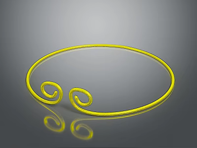 Shiny Yellow Circular Daily Living Item With Spiral Decorations And Smooth Surface 3d model