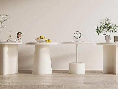 White Modern Side Tables With Various Designs And Decorative Elements For Living Room 3d model