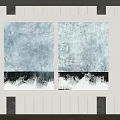 Two Abstract Paintings With Gray And Black Tones On White Wall Decor 3d model