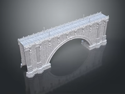 Stone Arch Bridge With Decorative Railings And Detailed Stone Carvings 3d model