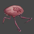 Red Multi Legged Sci Fi Mechanical Creature Character With Round White Dots