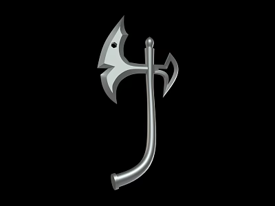 Decorative Axe Weapon with Curved Handle Unique Blade Design and Silver Metal Finish for Collectors 3d model