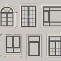 Casement Windows With Various Designs And White Frames For Home Installation 3d model