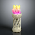 Stone Base Decorative Structure With Colorful Yellow Pink Gradient Crystal Like Top