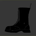Sturdy Black Leather Lace Up Boots With Thick Sole For Practical Daily Life Use