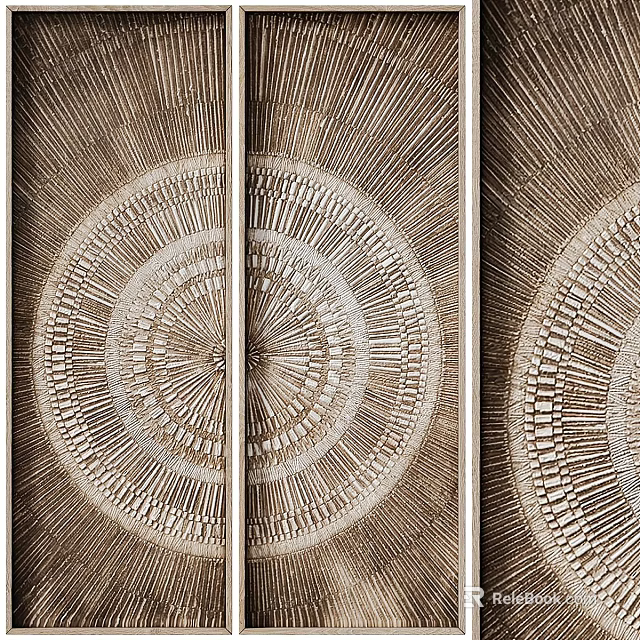 Decorative Entrance Door With Radiant Circular Geometric Pattern And Textured Design 3d model 