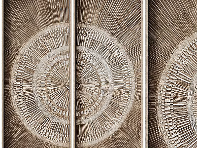 Decorative Entrance Door With Radiant Circular Geometric Pattern And Textured Design 3d model